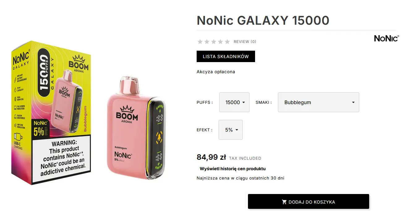 NoNic BOOM Aroma o smaku Bubblegum